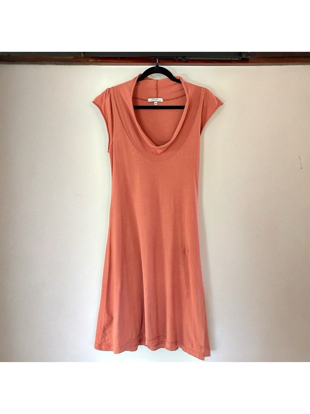 Prairie Underground Falconet Dress XS Organic Cotton Cowl Neck Salmon